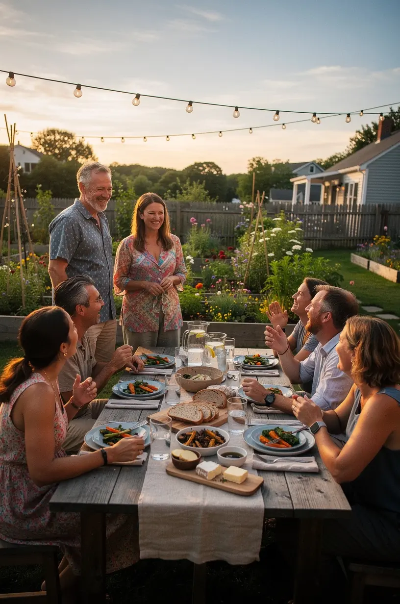 Семья наслаждается дегустацией свежих продуктов на фермерском рынке в маленьком городке Америки